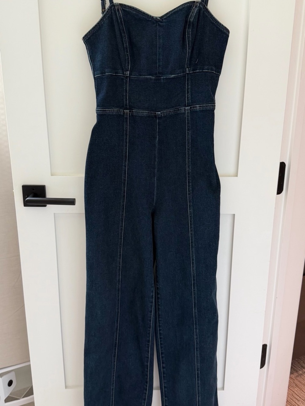 Express Dark Indigo Cutout Denim Jumpsuit
